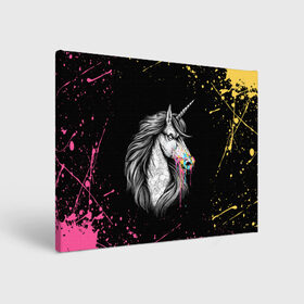 Холст прямоугольный с принтом ЕДИНОРОГ | UNICORN RAINBOW в Кировске, 100% ПВХ |  | abstraction | color | colors | dab | geometry | hexagon | paints | pony | rainbow | unicornis dab | абстракция | брызги | геометрия | даб | единорог | единорог радуга | животные | краски | красочные | ляпистые | неон | неоновый | пони | радуга |