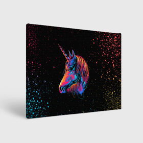 Холст прямоугольный с принтом ЕДИНОРОГ | UNICORN RAINBOW в Кировске, 100% ПВХ |  | abstraction | color | colors | dab | geometry | hexagon | paints | pony | rainbow | unicornis dab | абстракция | брызги | геометрия | даб | единорог | единорог радуга | животные | краски | красочные | ляпистые | неон | неоновый | пони | радуга |