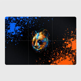 Магнитный плакат 3Х2 с принтом КРАСОЧНАЯ ПАНДА в Кировске, Полимерный материал с магнитным слоем | 6 деталей размером 9*9 см | blue | colors | orange | paints | panda | брызги | краски | медведь | панда