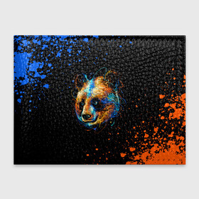 Обложка для студенческого билета с принтом КРАСОЧНАЯ ПАНДА в Кировске, натуральная кожа | Размер: 11*8 см; Печать на всей внешней стороне | blue | colors | orange | paints | panda | брызги | краски | медведь | панда
