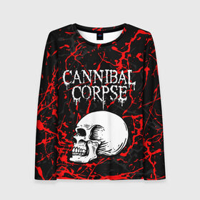 Женский лонгслив 3D с принтом CANNIBAL CORPSE в Кировске, 100% полиэстер | длинные рукава, круглый вырез горловины, полуприлегающий силуэт | cannibal corpse | evisceration plague | hammer smashed face. | violence unimagined | дэт метал | музыка | рок | труп каннибала