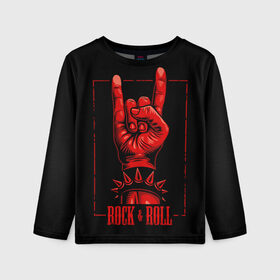 Детский лонгслив 3D с принтом Rock & Roll в Кировске, 100% полиэстер | длинные рукава, круглый вырез горловины, полуприлегающий силуэт
 | rock  roll | знак рок | рок | рок н ролл | рука