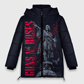 Женская зимняя куртка Oversize с принтом GUNS-N-ROSES в Кировске, верх — 100% полиэстер; подкладка — 100% полиэстер; утеплитель — 100% полиэстер | длина ниже бедра, силуэт Оверсайз. Есть воротник-стойка, отстегивающийся капюшон и ветрозащитная планка. 

Боковые карманы с листочкой на кнопках и внутренний карман на молнии | band | gnr | guns n roses | hardrock | metal | music | retro | rock | slash | usa | группа | метал | музыка | ретро | розы | рок | роуз | слэш | стволы