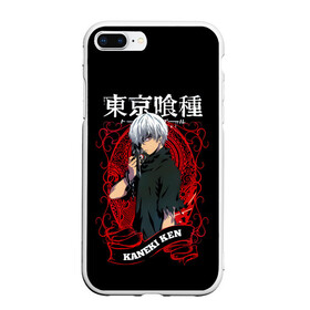 Чехол для iPhone 7Plus/8 Plus матовый с принтом Kaneki Ken с красным узором в Кировске, Силикон | Область печати: задняя сторона чехла, без боковых панелей | anime | kaneki ken | tokyo ghoul | tokyo ghoul: re | аниме | анимэ | гули | джузо сузуя | канеки кен | кузен йошимура | наки | нишики нишио | ре | ренджи йомо | ризе камиширо | токийский гуль | тоука киришима | ута