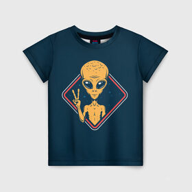 Детская футболка 3D с принтом НЛО / UFO в Кировске, 100% гипоаллергенный полиэфир | прямой крой, круглый вырез горловины, длина до линии бедер, чуть спущенное плечо, ткань немного тянется | ufo | брат по разуму | зеленый человечек | инопланетец | инопланетник | инопланетный гость | инопланетянин | марсианин | нло | пришелец