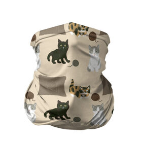 Бандана-труба 3D с принтом Игривые котята в Кировске, 100% полиэстер, ткань с особыми свойствами — Activecool | плотность 150‒180 г/м2; хорошо тянется, но сохраняет форму | Тематика изображения на принте: клубок | кот | котёнок | котята | кошка | нитки | подушка | уют