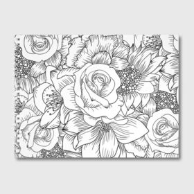 Альбом для рисования с принтом Тату цветы в Кировске, 100% бумага
 | матовая бумага, плотность 200 мг. | Тематика изображения на принте: белый | лилия | подсолнух | роза | тату | цветы | черный