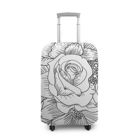 Чехол для чемодана 3D с принтом Тату цветы в Кировске, 86% полиэфир, 14% спандекс | двустороннее нанесение принта, прорези для ручек и колес | белый | лилия | подсолнух | роза | тату | цветы | черный