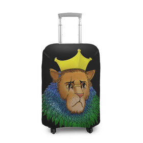 Чехол для чемодана 3D с принтом Lion_art в Кировске, 86% полиэфир, 14% спандекс | двустороннее нанесение принта, прорези для ручек и колес | king | lion | корона | кошка | лев | перья | царь | царь зверей