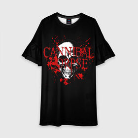 Детское платье 3D с принтом Cannibal Corpse в Кировске, 100% полиэстер | прямой силуэт, чуть расширенный к низу. Круглая горловина, на рукавах — воланы | cannibal | cannibal corpse | corpse | trash | алекс уэбстер | брутальный дэт метал | джордж фишер | дэт метал | дэтграйнд | пол мазуркевич | пэт обрайэн | роб барретт