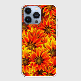 Чехол для iPhone 13 Pro с принтом ЦВЕТОЧНЫЙ ОРНАМЕНТ в Кировске,  |  | flower | orange | pattern | девушкам | лепестки | оранжевый | орнамент | растения | текстуры | цветы