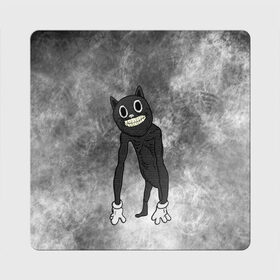 Магнит виниловый Квадрат с принтом Cartoon cat в Кировске, полимерный материал с магнитным слоем | размер 9*9 см, закругленные углы | cartoon cat | crazy | horror | kitty | monster | безумный | враг | животные | зверь | злодей | злой кот | зубы | картун кэт | киска | кот | кошак | монстр | мультяшный кот | оскал | персонаж | страшилки | сумасшедший