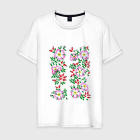 Мужская футболка хлопок с принтом Цветы в Кировске, 100% хлопок | прямой крой, круглый вырез горловины, длина до линии бедер, слегка спущенное плечо. | букет | картинки | лепестки | лето | популярные | прикольные | тренды | цветы