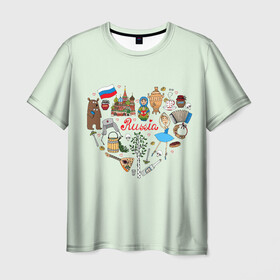Мужская футболка 3D с принтом Россия в Кировске, 100% полиэфир | прямой крой, круглый вырез горловины, длина до линии бедер | балалайка | балерина | матрешка | медведь | россия | храм василия блаженого