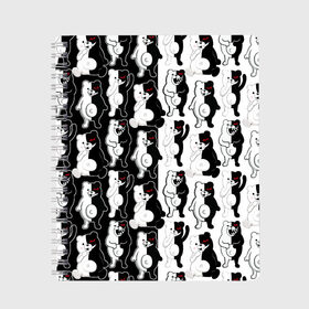 Тетрадь с принтом MONOKUMA  МОНОКУМА ПАТТЕРН в Кировске, 100% бумага | 48 листов, плотность листов — 60 г/м2, плотность картонной обложки — 250 г/м2. Листы скреплены сбоку удобной пружинной спиралью. Уголки страниц и обложки скругленные. Цвет линий — светло-серый
 | Тематика изображения на принте: anime | danganronpa | enoshima | junko | monokuma | аниме | джунко | игра | манга | медведь | монокума | паттерн | робот медведь | эношима