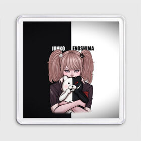 Магнит 55*55 с принтом MONOKUMA  JUNKO в Кировске, Пластик | Размер: 65*65 мм; Размер печати: 55*55 мм | anime | danganronpa | enoshima | junko | monokuma | аниме | джунко | игра | манга | медведь | монокума | робот медведь | эношима