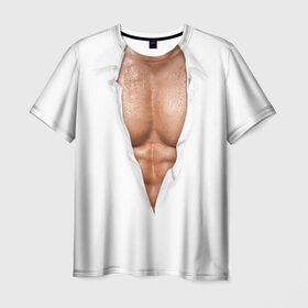 Мужская футболка 3D с принтом Идеальный Торс в Кировске, 100% полиэфир | прямой крой, круглый вырез горловины, длина до линии бедер | мускулы | мышцы | прес | рельеф | спорт | тело | торс