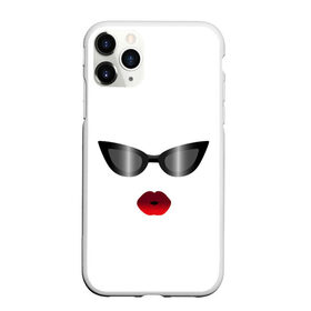 Чехол для iPhone 11 Pro Max матовый с принтом черные очки, красные губы в Кировске, Силикон |  | градиент | для стильных | красные губы | модные очки | помада. | поцелуй | пухлые губы | черные очки