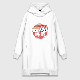 Платье-худи хлопок с принтом Кусочки суши и роллов в Кировске,  |  | cute | japan | japanese | kanji | kawaii | rolls | sushi | иероглифы | кавайи | кавайные суши | кандзи | культура | любитель суши | милота | милые суши | нигири | ролл | роллы | сашими | суси | фаст фуд | фастфуд | хирагана