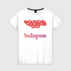 Женская футболка хлопок с принтом Instagram в Кировске, 100% хлопок | прямой крой, круглый вырез горловины, длина до линии бедер, слегка спущенное плечо | facebook | instagram | инста | инстаграм | платформа | приложение | редактор фотографий | социальная сеть | соцсеть
