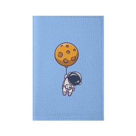 Обложка для паспорта матовая кожа с принтом Космонавт с шариком в Кировске, натуральная матовая кожа | размер 19,3 х 13,7 см; прозрачные пластиковые крепления | cosmonaut | граффити | космонавт | космонавт с шариком | космос | милый космонавт | рисунок | шарик планета