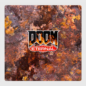 Магнитный плакат 3Х3 с принтом DOOM Eternal (логотип) в Кировске, Полимерный материал с магнитным слоем | 9 деталей размером 9*9 см | doom | doom eternal | дум | игра | логотип | шутер
