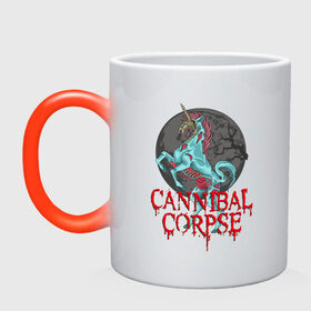 Кружка хамелеон с принтом Cannibal Corpse | Труп Каннибала (Z) в Кировске, керамика | меняет цвет при нагревании, емкость 330 мл | Тематика изображения на принте: cannibal | cannibal corpse | corpse | death metal | deathgrind | алекс уэбстер | брутальный дэт метал | дэт метал | дэтграйнд | пол мазуркевич | роб барретт | труп каннибала