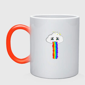 Кружка хамелеон с принтом ОБЛАКО РАДУГА в Кировске, керамика | меняет цвет при нагревании, емкость 330 мл | cloud | rainbow | би | блюющее облако | летний | мем | мультяшный | радуга | разноцветный | юмор | яркий