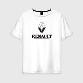 Женская футболка хлопок Oversize с принтом Renault Logo | Рено логотип в Кировске, 100% хлопок | свободный крой, круглый ворот, спущенный рукав, длина до линии бедер
 | duster | life | logan | of | renault | reno | дастер | знак | значок | логан | лого | рено | француз