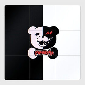 Магнитный плакат 3Х3 с принтом MONOKUMA  МОНОКУМА GLITCH в Кировске, Полимерный материал с магнитным слоем | 9 деталей размером 9*9 см | anime | danganronpa | enoshima | junko | monokuma | аниме | джунко | игра | манга | медведь | монокума | робот медведь | эношима