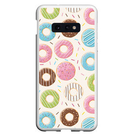 Чехол для Samsung S10E с принтом Пончики / Donuts в Кировске, Силикон | Область печати: задняя сторона чехла, без боковых панелей | bagel | cookies | donut | pastry | pie | ring | бублик | выпечка | колечко | печенье | пирожок | пончик