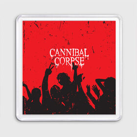 Магнит 55*55 с принтом Cannibal Corpse | Труп Каннибала (Z) в Кировске, Пластик | Размер: 65*65 мм; Размер печати: 55*55 мм | cannibal | cannibal corpse | corpse | death metal | deathgrind | алекс уэбстер | брутальный дэт метал | дэт метал | дэтграйнд | пол мазуркевич | роб барретт | труп каннибала