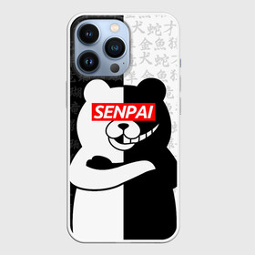 Чехол для iPhone 13 Pro с принтом monokuma senpai в Кировске,  |  | anime | bear | black  white | danganronpa | kurokuma | monodam | monokuma | monomi | monotaro | rabbit | school | shirokuma | аниме | главарь | мoноми | монокума | черно белый | школа