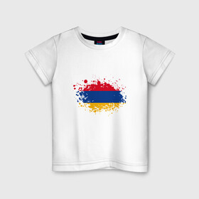 Детская футболка хлопок с принтом Флаг Армении в Кировске, 100% хлопок | круглый вырез горловины, полуприлегающий силуэт, длина до линии бедер | armenia | ussr | армения | армяне | горы | ереван | кавказ | мир | народ | ссср | турист | флаг