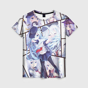 Женская футболка 3D с принтом Kantai Collection Hibiki в Кировске, 100% полиэфир ( синтетическое хлопкоподобное полотно) | прямой крой, круглый вырез горловины, длина до линии бедер | аниме | девочка | пингвин | флотская коллекция | хибики