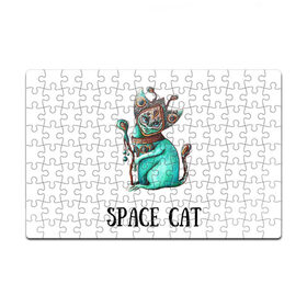 Пазл магнитный 126 элементов с принтом Space cat в Кировске, полимерный материал с магнитным слоем | 126 деталей, размер изделия —  180*270 мм | cat | space | инопланетянин | киска | космос | кошка