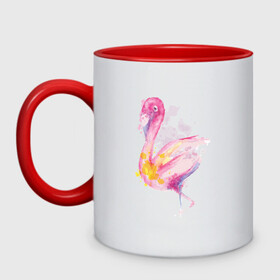 Кружка двухцветная с принтом Фламинго рисунок акварелью в Кировске, керамика | объем — 330 мл, диаметр — 80 мм. Цветная ручка и кайма сверху, в некоторых цветах — вся внутренняя часть | Тематика изображения на принте: africa | afrika | aquarel | bird | fashion | flamingo | paint | painted | pink flamingo | summer | watercolor | watercolour | акварельный рисунок | африка | красками | краски | лето | мода | нарисованный фламинго | птица | розовый фламинго | 
