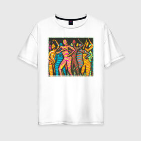 Женская футболка хлопок Oversize с принтом Люди в танце Дискотека в Кировске, 100% хлопок | свободный крой, круглый ворот, спущенный рукав, длина до линии бедер
 | движения | дискотека | линии | люди | музыка | отрыв | песни | скопление | танец | тела