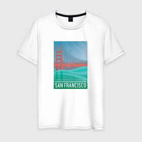 Мужская футболка хлопок с принтом San Francisco в Кировске, 100% хлопок | прямой крой, круглый вырез горловины, длина до линии бедер, слегка спущенное плечо. | san francisco | город | путешествие | соединенные штаты америки | сша