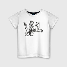 Детская футболка хлопок с принтом Верхом на Бабре в Кировске, 100% хлопок | круглый вырез горловины, полуприлегающий силуэт, длина до линии бедер | Тематика изображения на принте: бабр | байкал | сибирь
