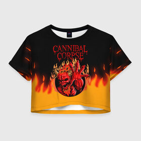 Женская футболка Crop-top 3D с принтом Cannibal Corpse | Труп Каннибала (Z) в Кировске, 100% полиэстер | круглая горловина, длина футболки до линии талии, рукава с отворотами | cannibal | cannibal corpse | corpse | death metal | deathgrind | алекс уэбстер | брутальный дэт метал | дэт метал | дэтграйнд | пол мазуркевич | роб барретт | труп каннибала