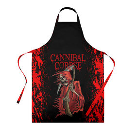 Фартук 3D с принтом Cannibal Corpse | Труп Каннибала (Z) в Кировске, 100% полиэстер | общий размер — 65 х 85 см, ширина нагрудника — 26 см, горловина — 53 см, длина завязок — 54 см, общий обхват в поясе — 173 см. Принт на завязках и на горловине наносится с двух сторон, на основной части фартука — только с внешней стороны | cannibal | cannibal corpse | corpse | death metal | deathgrind | алекс уэбстер | брутальный дэт метал | дэт метал | дэтграйнд | пол мазуркевич | роб барретт | труп каннибала