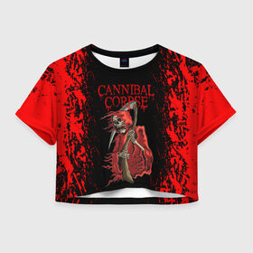 Женская футболка Crop-top 3D с принтом Cannibal Corpse | Труп Каннибала (Z) в Кировске, 100% полиэстер | круглая горловина, длина футболки до линии талии, рукава с отворотами | cannibal | cannibal corpse | corpse | death metal | deathgrind | алекс уэбстер | брутальный дэт метал | дэт метал | дэтграйнд | пол мазуркевич | роб барретт | труп каннибала