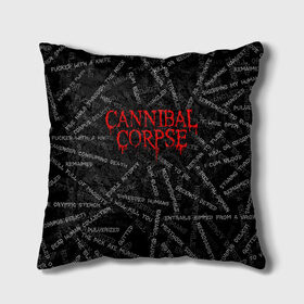 Подушка 3D с принтом Cannibal Corpse | Songs (Z) в Кировске, наволочка – 100% полиэстер, наполнитель – холлофайбер (легкий наполнитель, не вызывает аллергию). | состоит из подушки и наволочки. Наволочка на молнии, легко снимается для стирки | cannibal | cannibal corpse | corpse | death metal | deathgrind | алекс уэбстер | брутальный дэт метал | дэт метал | дэтграйнд | пол мазуркевич | роб барретт | труп каннибала