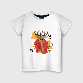 Детская футболка хлопок с принтом Выдающиеся звери Луис в Кировске, 100% хлопок | круглый вырез горловины, полуприлегающий силуэт, длина до линии бедер | аниме | волк | выдающиеся | заяц | звери | кролик | легоси | луис | олень | сезон | хару