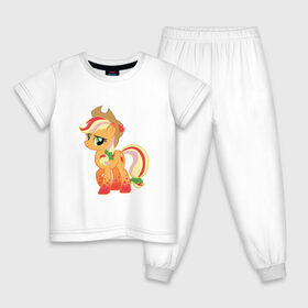 Детская пижама хлопок с принтом My Little Pony - AppleJack в Кировске, 100% хлопок |  брюки и футболка прямого кроя, без карманов, на брюках мягкая резинка на поясе и по низу штанин
 | applejack | friendship | mylittlepony | twilight sparkle | waifu | вайфу | дружба это магия | кони | моя маленькая пони | мультфильм | пони | эплджек