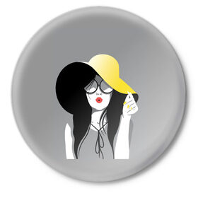Значок с принтом Fashion в Кировске,  металл | круглая форма, металлическая застежка в виде булавки | женщина | красота | мода | шляпа
