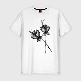 Мужская футболка хлопок Slim с принтом Дымящие розы в Кировске, 92% хлопок, 8% лайкра | приталенный силуэт, круглый вырез ворота, длина до линии бедра, короткий рукав | букет | букеты | вредные привычки | дым | зож | огонь | растение | роза | розы | цветок | цветы