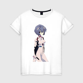 Женская футболка хлопок с принтом Ayanami Rei в Кировске, 100% хлопок | прямой крой, круглый вырез горловины, длина до линии бедер, слегка спущенное плечо | anime | evangelion | manga | аниме | аска | девушка | ева 20 | евангелион | манга