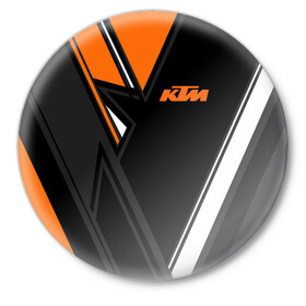 Значок с принтом KTM | КТМ в Кировске,  металл | круглая форма, металлическая застежка в виде булавки | enduro | ktm | moto | moto sport | motocycle | orange | sportmotorcycle | ктм | мото | мото спорт | мотоспорт | оранжевый | спорт мото
